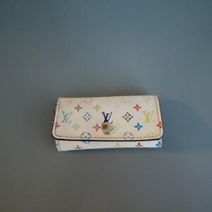 Louis Vuitton White Multicolor Key Holder Wallet